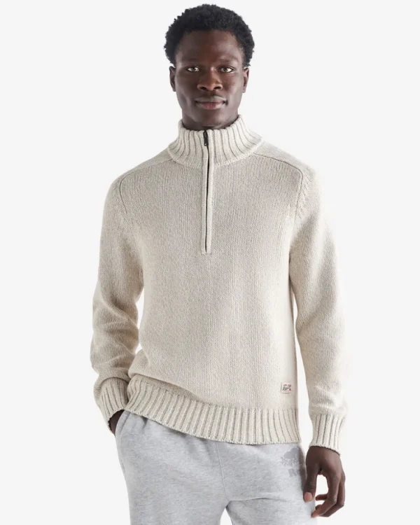 Outlet Roots Robson Relaxed Half Zip Stein Sweater