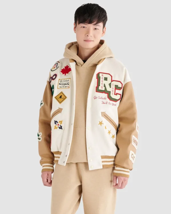 Hot Roots X CLOT Varsity Jacket IVORY/CAMEL