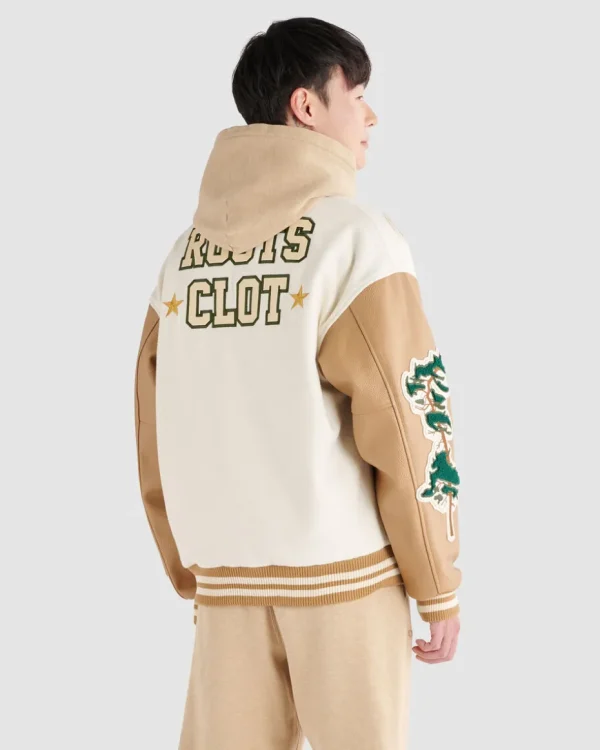 Hot Roots X CLOT Varsity Jacket IVORY/CAMEL