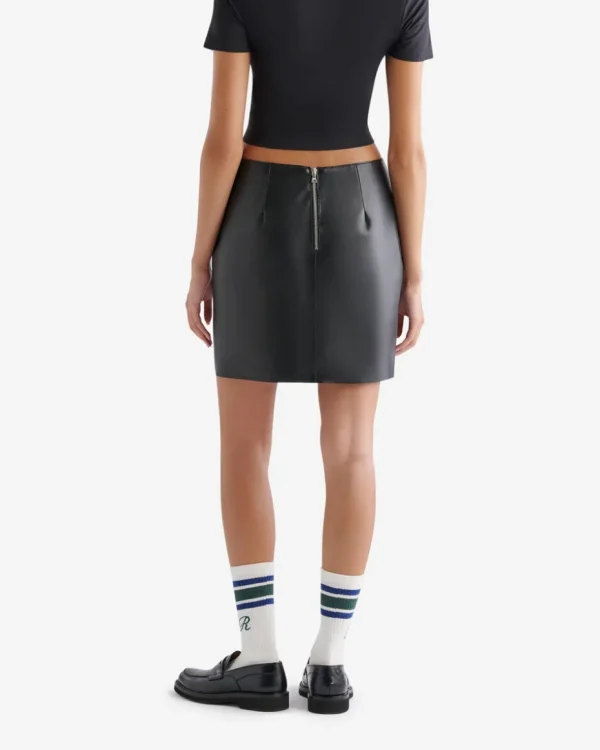 Outlet Roots Short Leather Skirt BLACK