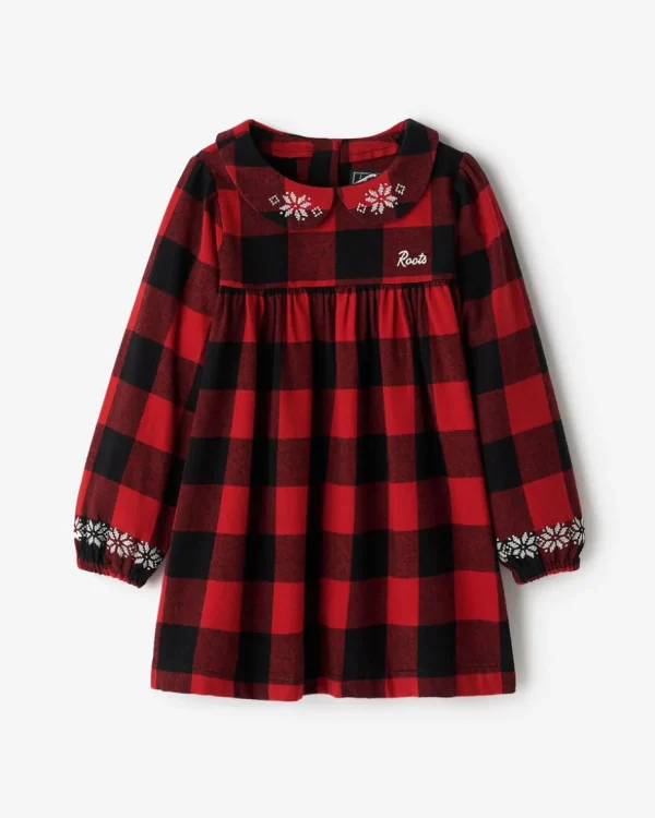 Sale Roots Toddler Girls Babydoll Park Plaid Dress CABIN RED