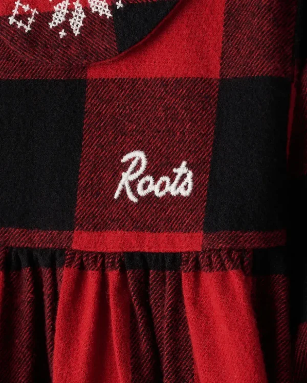 Sale Roots Toddler Girls Babydoll Park Plaid Dress CABIN RED