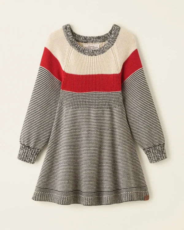 Cheap Roots Toddler Girls Cabin Knit Stripe Dress GREY OAT MIX