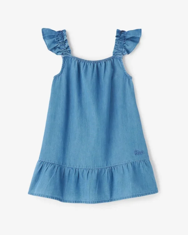 Best Sale Roots Toddler Girls Chambray Ruffle Dress WASHED INDIGO