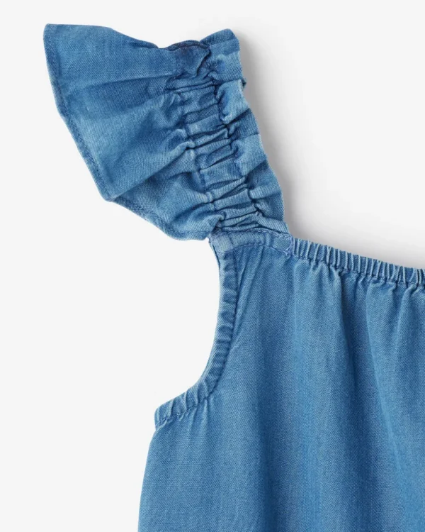 Best Sale Roots Toddler Girls Chambray Ruffle Dress WASHED INDIGO