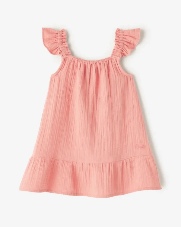 Clearance Roots Toddler Girls Crinkle Ruffle Dress MAUVEGLOW