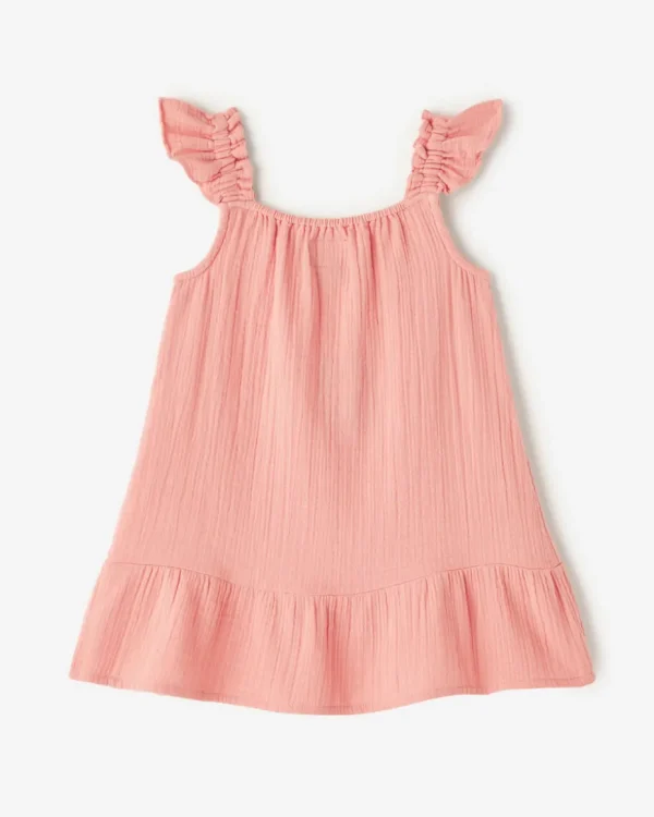 Clearance Roots Toddler Girls Crinkle Ruffle Dress MAUVEGLOW