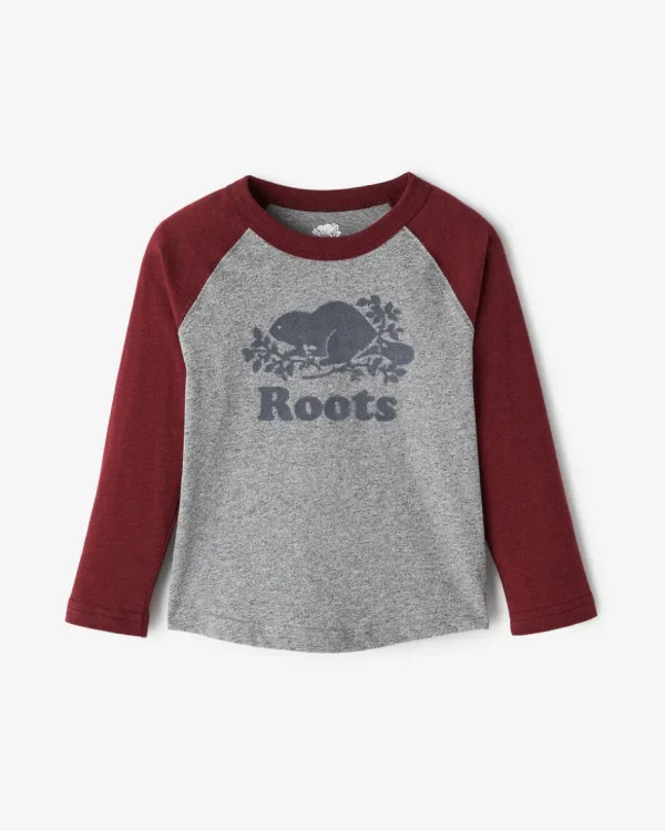 New Roots Toddler Organic Cooper Baseball T-Shirt CHERRY COLA PEPPER