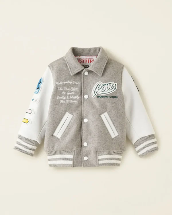 Best Roots Toddler Sporting Goods Varsity Jacket GREY