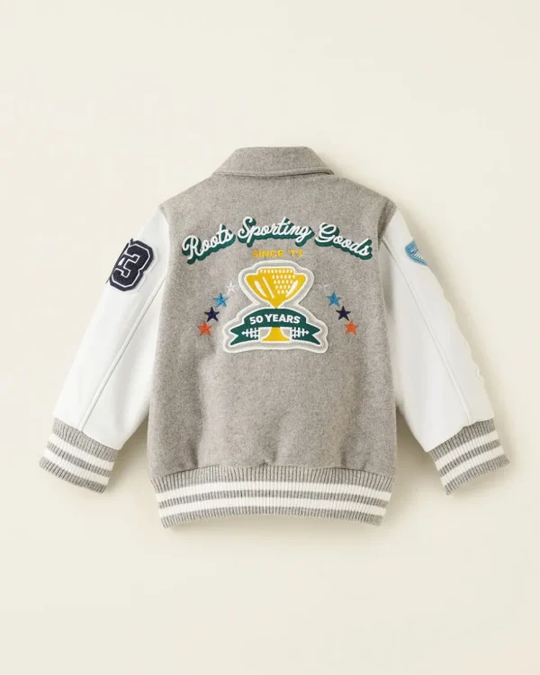 Best Roots Toddler Sporting Goods Varsity Jacket GREY