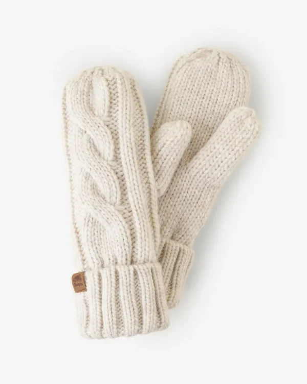 Clearance Roots Womens Olivia Cable Mitten OATMEAL MIX